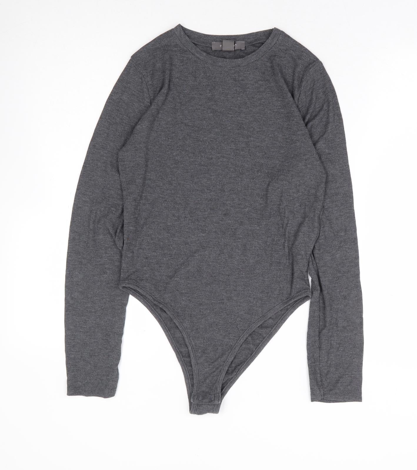 Primark Womens Grey Polyester Bodysuit One-Piece Size 12 Snap