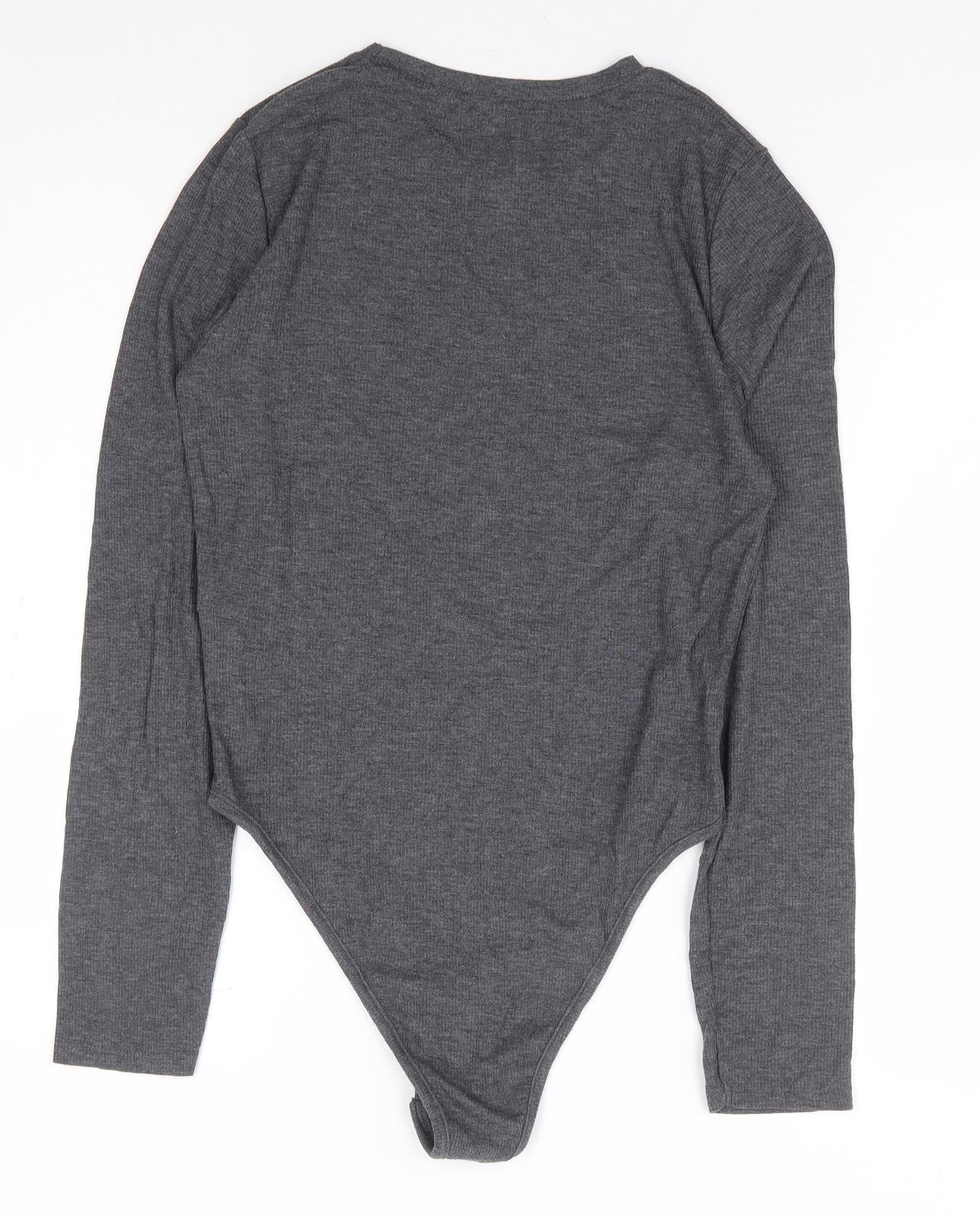 Primark Womens Grey Polyester Bodysuit One-Piece Size 12 Snap