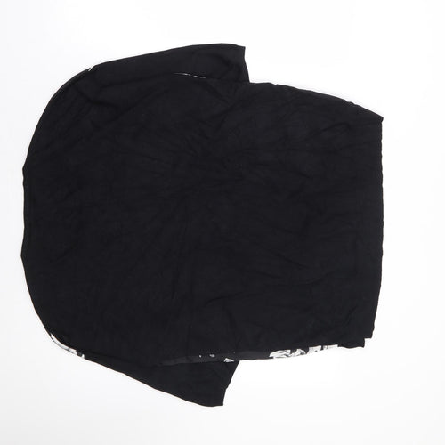 Papaya Womens Black Floral Viscose Basic Blouse Size M Round Neck
