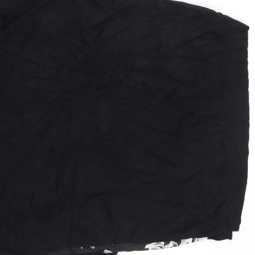 Papaya Womens Black Floral Viscose Basic Blouse Size M Round Neck