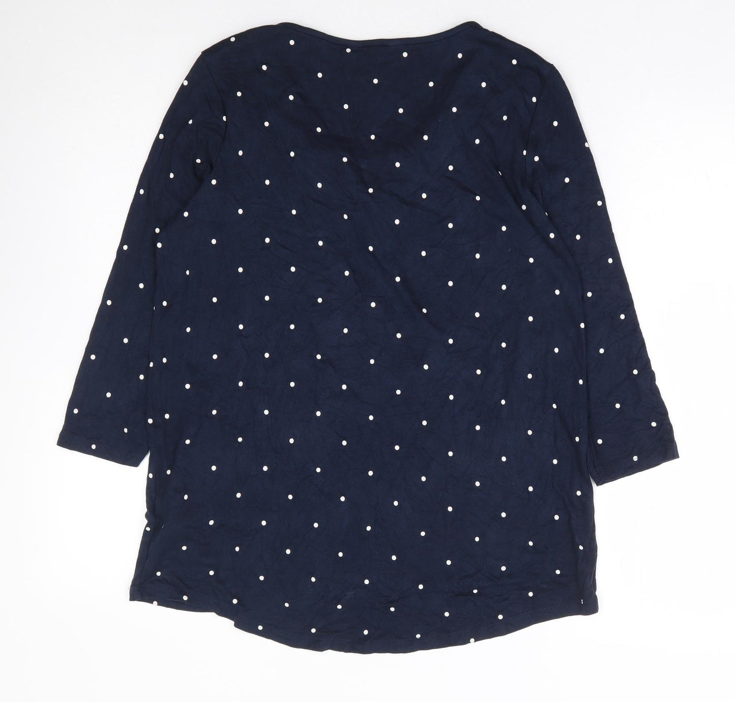 F&F Womens Blue Polka Dot Viscose Basic Blouse Size 12 V-Neck