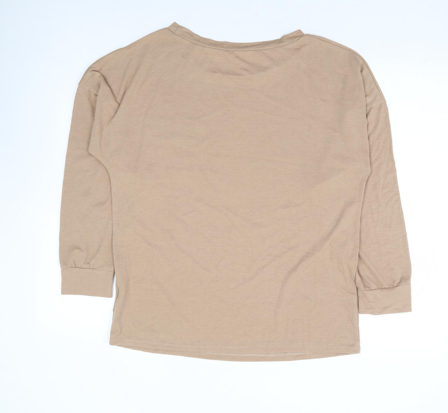 Preworn Womens Brown Animal Print Cotton Basic T-Shirt Size L Round Neck - Leopard Print Pocket Detail