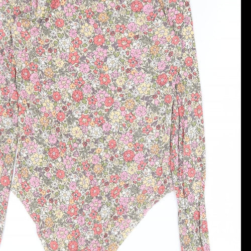H&M Womens Multicoloured Floral Polyester Bodysuit One-Piece Size M Snap