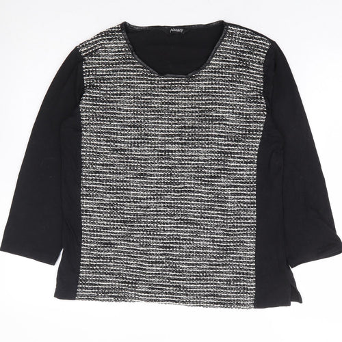 Alexara Womens Black Polyester Basic Blouse Size 14 Round Neck