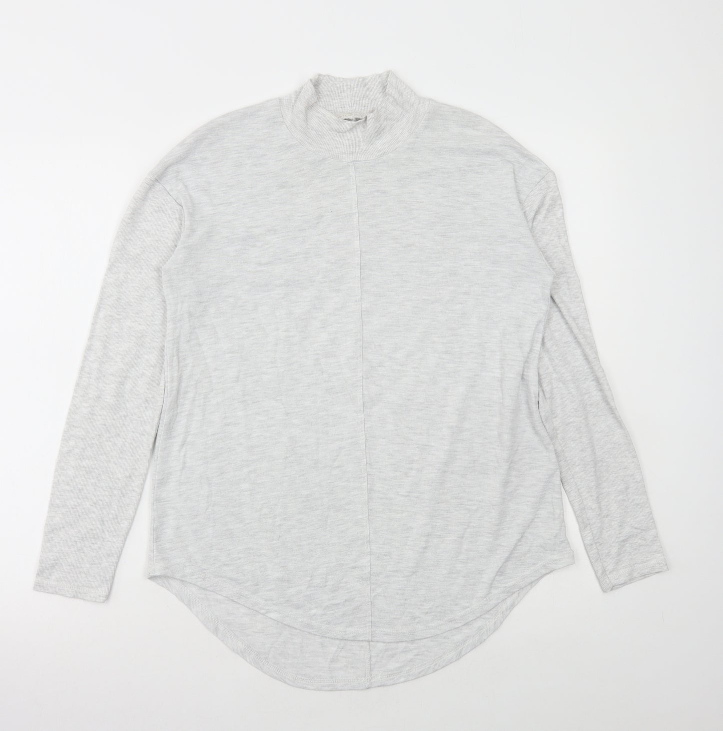 NEXT Womens Grey Viscose Basic T-Shirt Size 12 Mock Neck