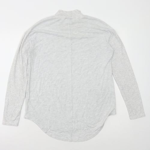 NEXT Womens Grey Viscose Basic T-Shirt Size 12 Mock Neck