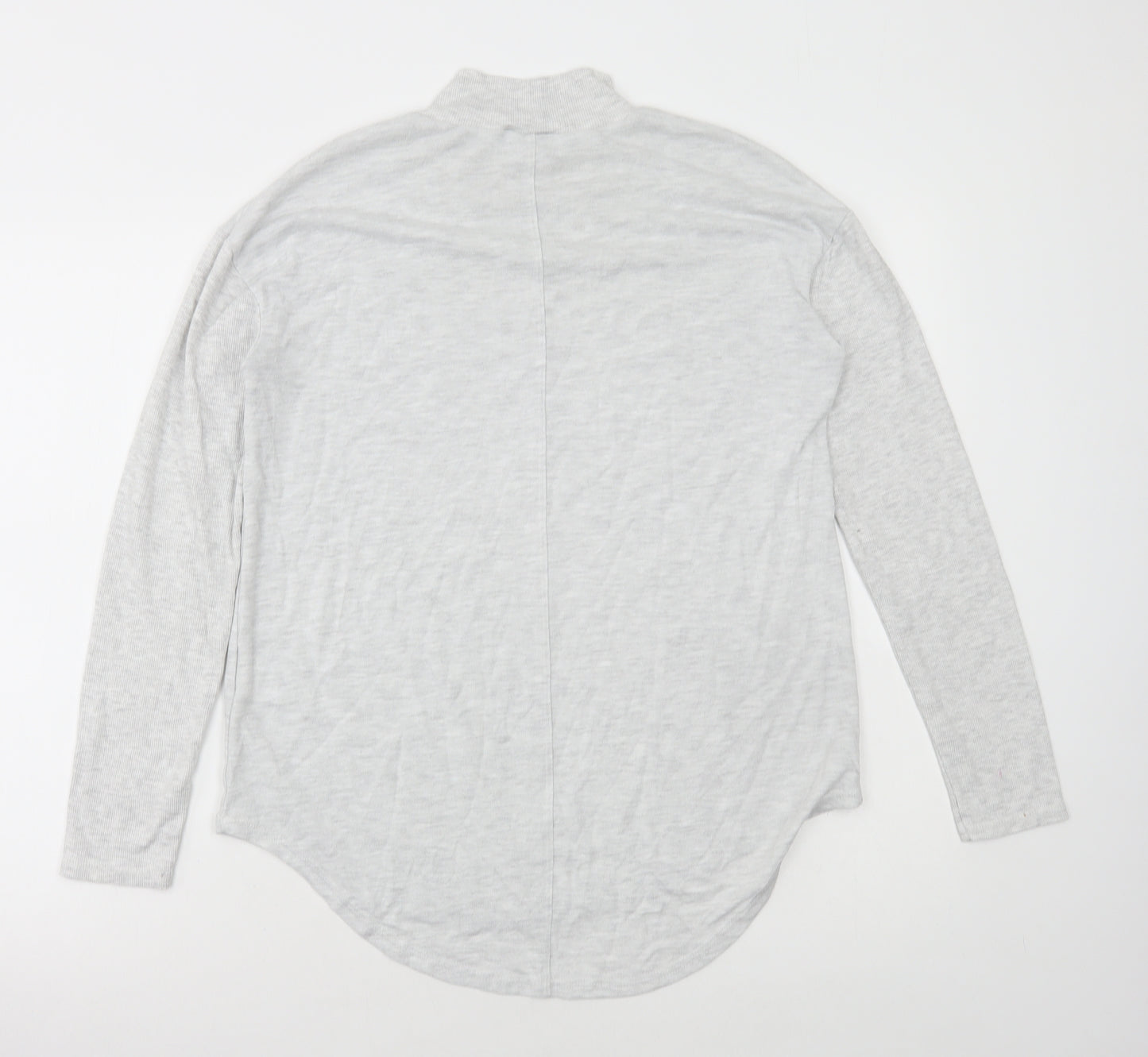 NEXT Womens Grey Viscose Basic T-Shirt Size 12 Mock Neck