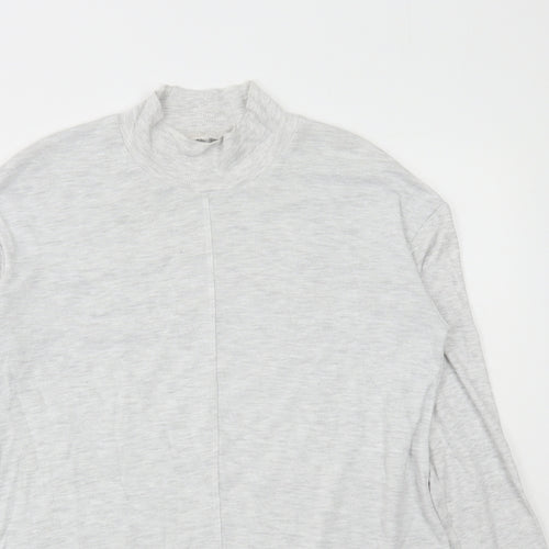 NEXT Womens Grey Viscose Basic T-Shirt Size 12 Mock Neck