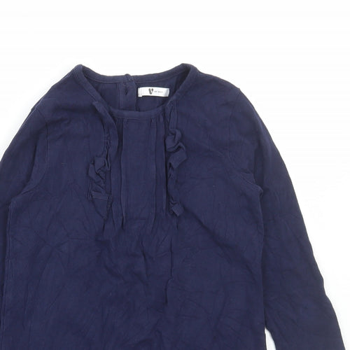 Very Girls Blue Cotton A-Line Size 5-6 Years Round Neck Button
