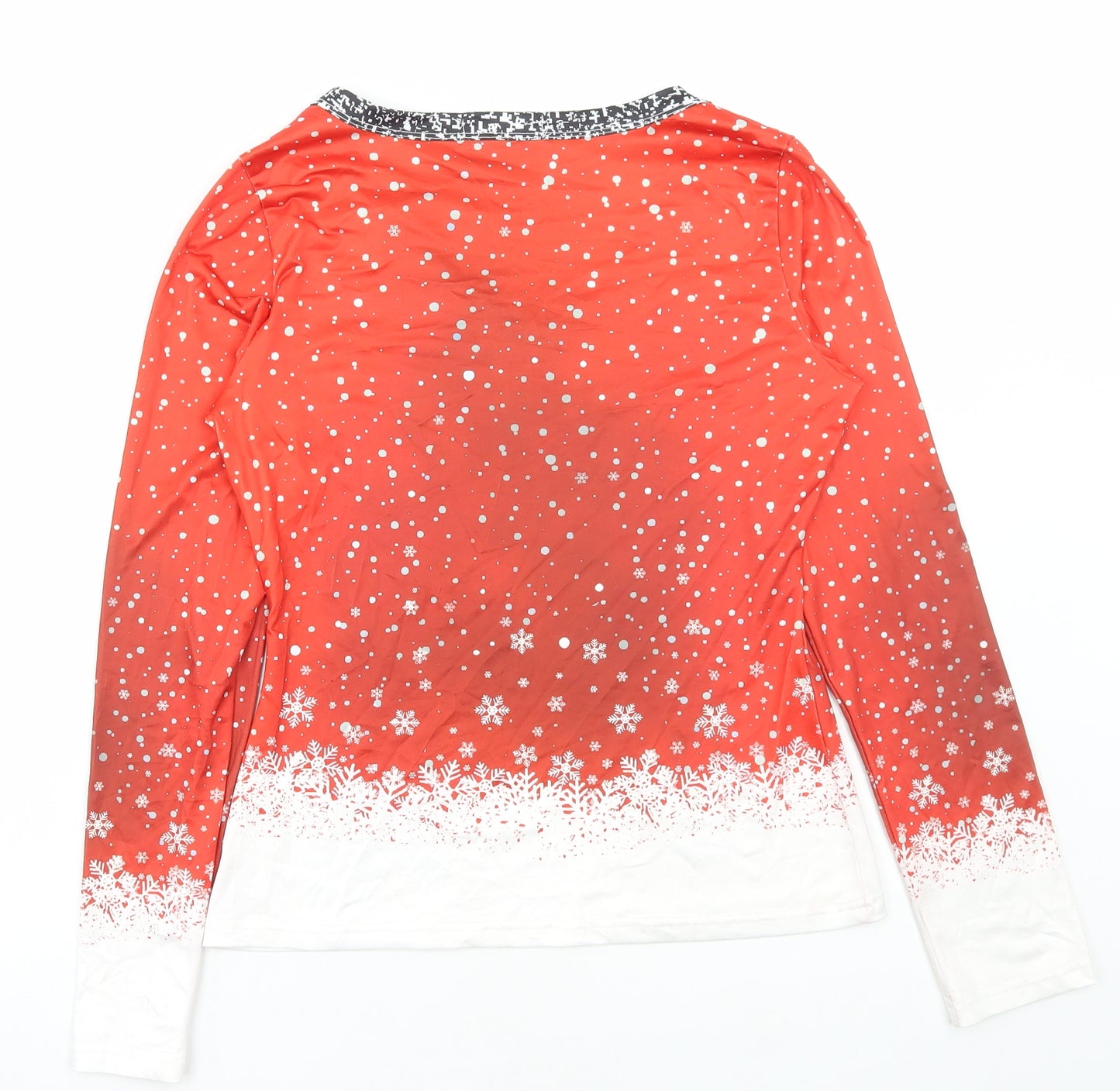 ChicMe Womens Multicoloured Cotton Basic T-Shirt Size M V-Neck - Reindeer