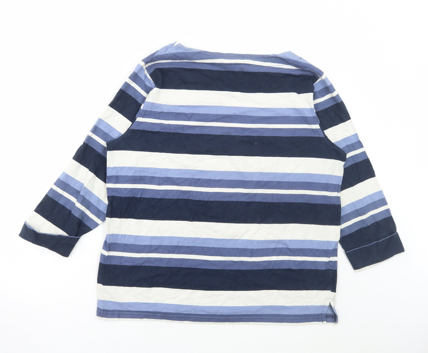 Cotton Traders Womens Multicoloured Striped Cotton Basic T-Shirt Size 20 Scoop Neck