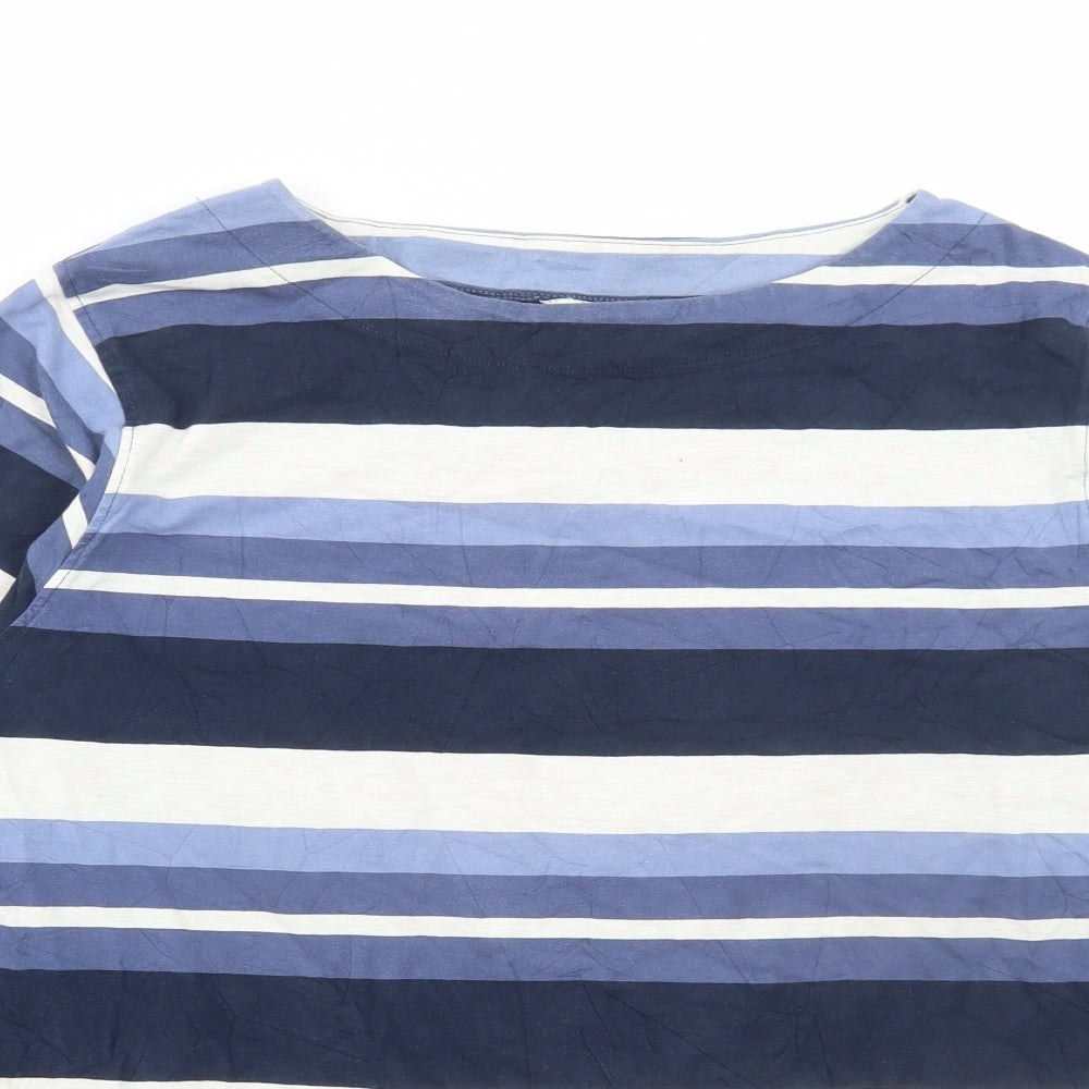 Cotton Traders Womens Multicoloured Striped Cotton Basic T-Shirt Size 20 Scoop Neck