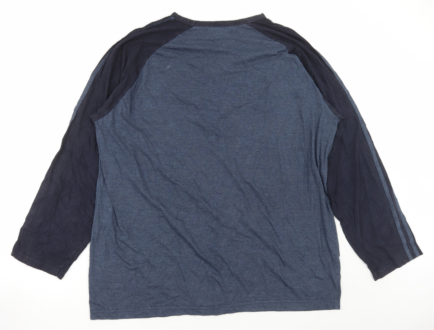Originals Mens Blue Colourblock Cotton T-Shirt Size XL Round Neck
