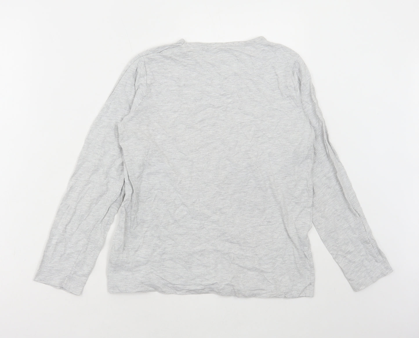 Primark Girls Grey Cotton Basic T-Shirt Size 11-12 Years Round Neck Pullover - What makes the world go around?