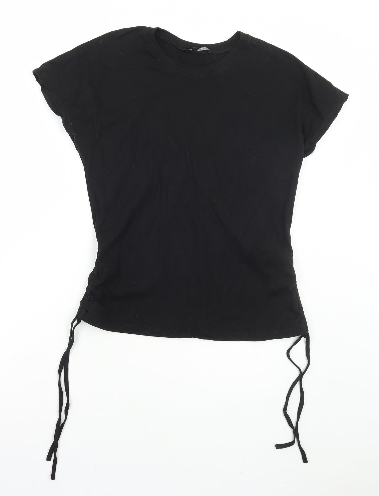 Peacocks Womens Black Cotton Basic T-Shirt Size 12 Round Neck