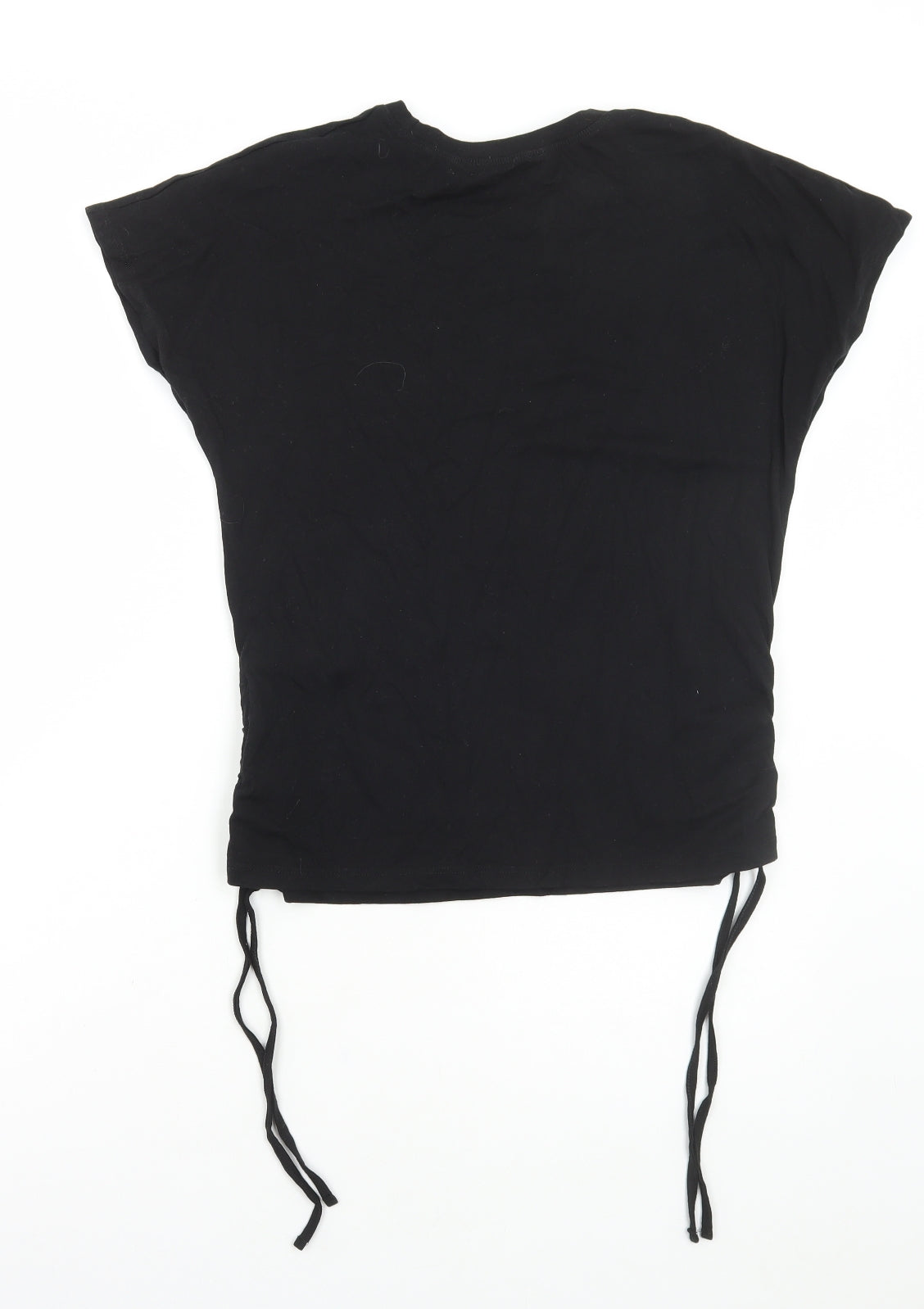 Peacocks Womens Black Cotton Basic T-Shirt Size 12 Round Neck