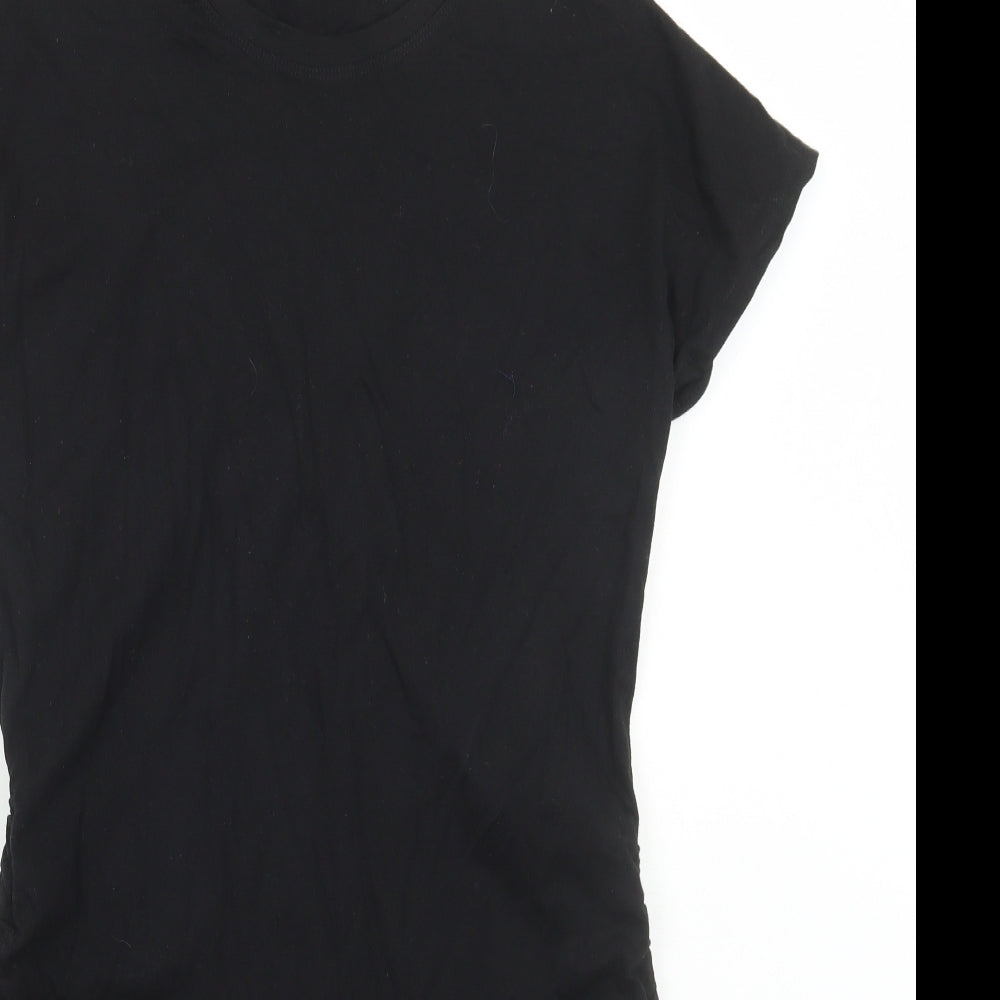 Peacocks Womens Black Cotton Basic T-Shirt Size 12 Round Neck