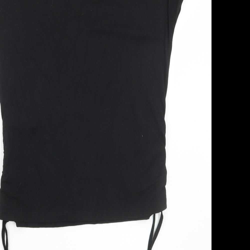 Peacocks Womens Black Cotton Basic T-Shirt Size 12 Round Neck