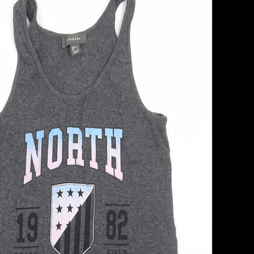Primark Womens Grey Cotton Basic Tank Size 10 Scoop Neck - North Hollywood