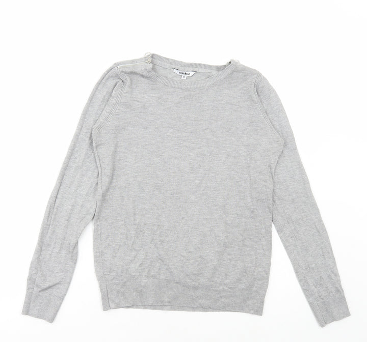 PEP&CO Womens Grey Scoop Neck Viscose Pullover Jumper Size 12