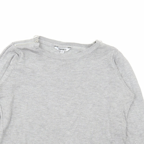 PEP&CO Womens Grey Scoop Neck Viscose Pullover Jumper Size 12