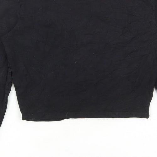 New Look Girls Black Cotton Cropped T-Shirt Size 12-13 Years Square Neck Tie