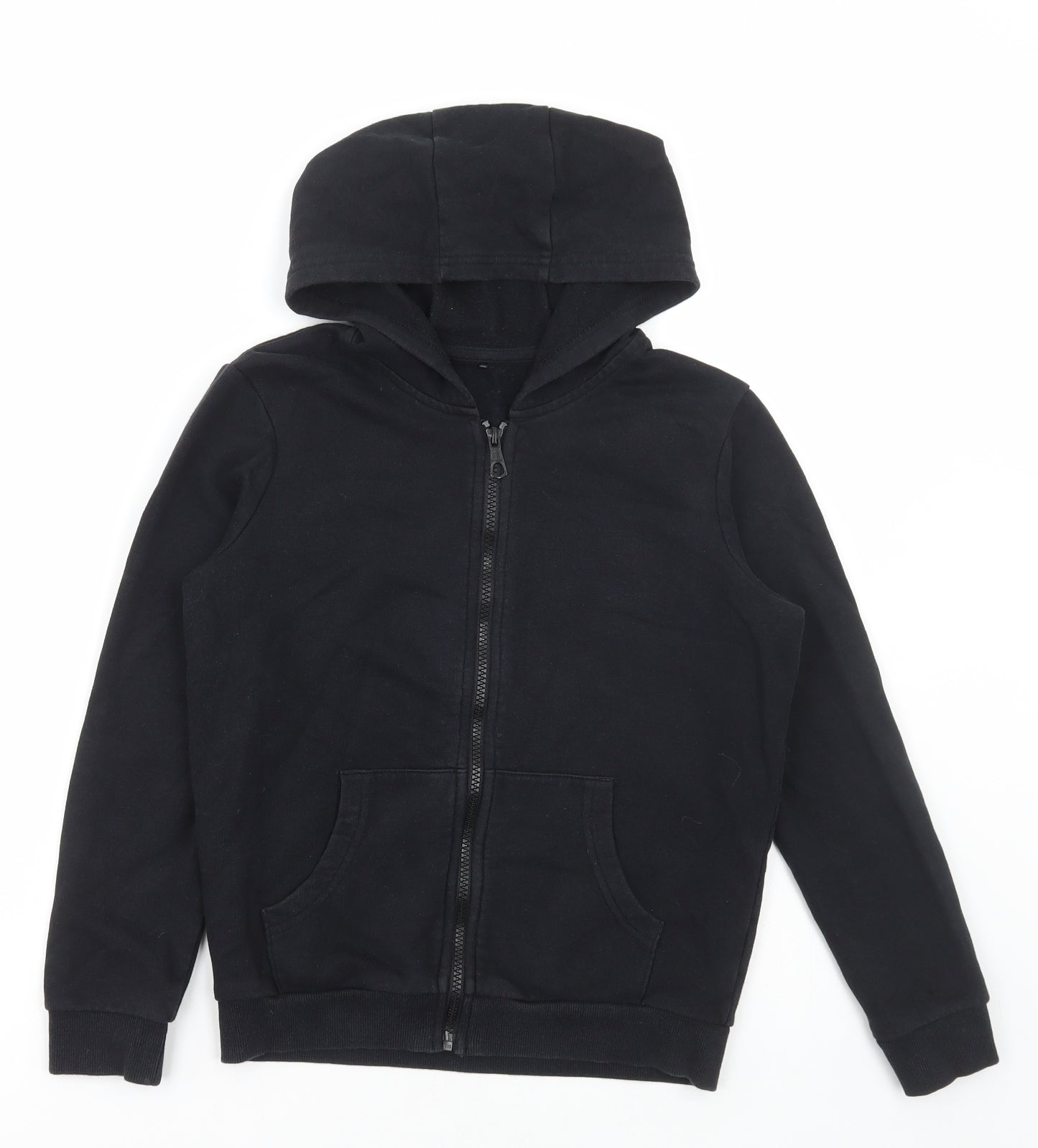 George Boys Black Cotton Full Zip Hoodie Size 9-10 Years Zip
