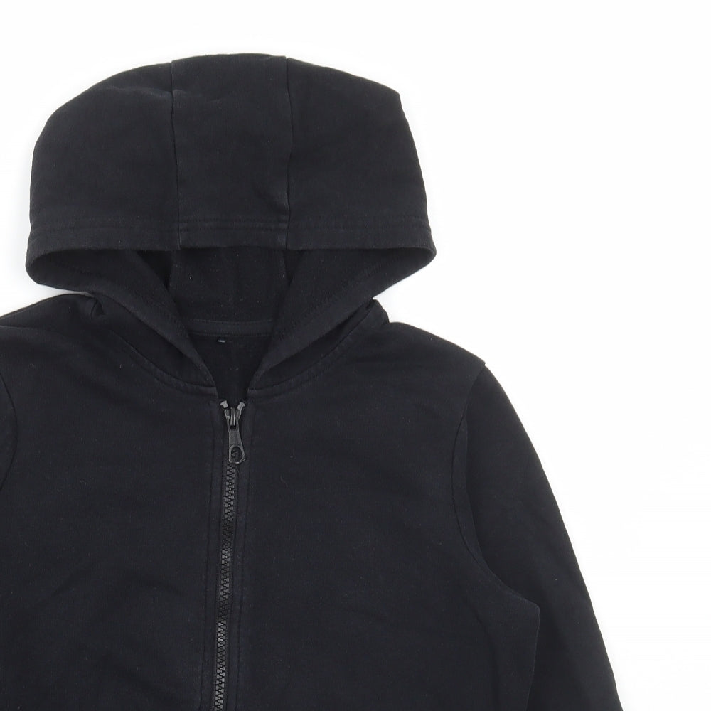 George Boys Black Cotton Full Zip Hoodie Size 9-10 Years Zip
