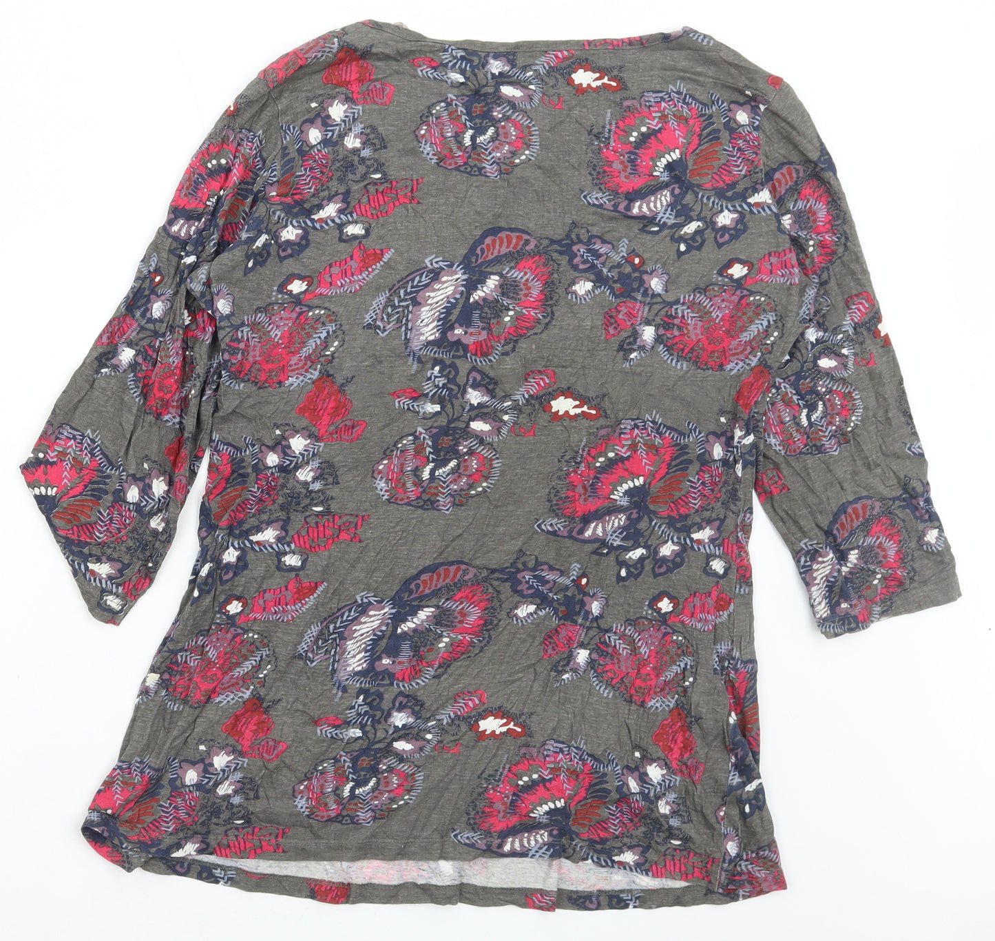 MANTARAY PRODUCTS Womens Multicoloured Floral Cotton Basic Blouse Size 14 V-Neck