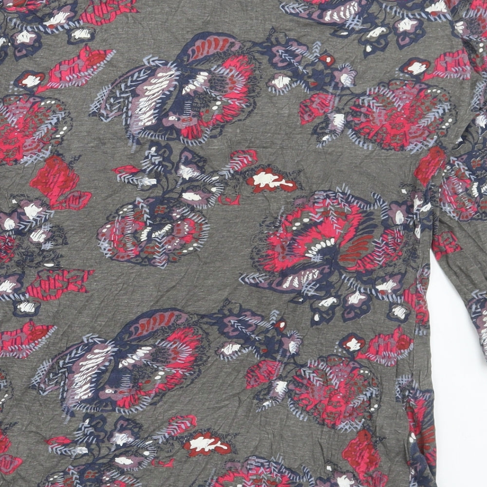 MANTARAY PRODUCTS Womens Multicoloured Floral Cotton Basic Blouse Size 14 V-Neck