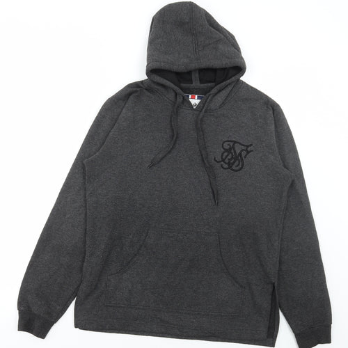 SikSilk Mens Grey Polyester Pullover Hoodie Size M