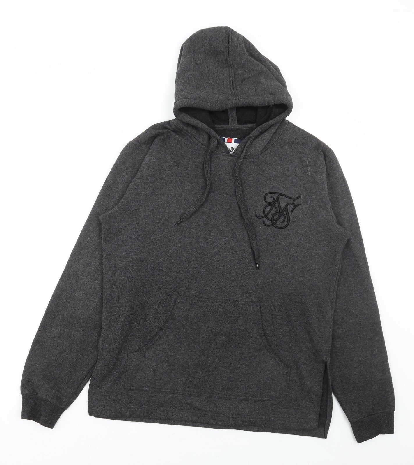 SikSilk Mens Grey Polyester Pullover Hoodie Size M