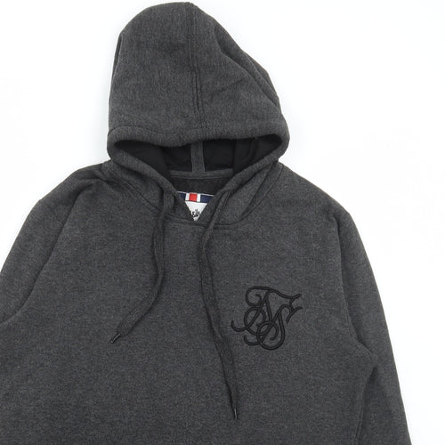 SikSilk Mens Grey Polyester Pullover Hoodie Size M