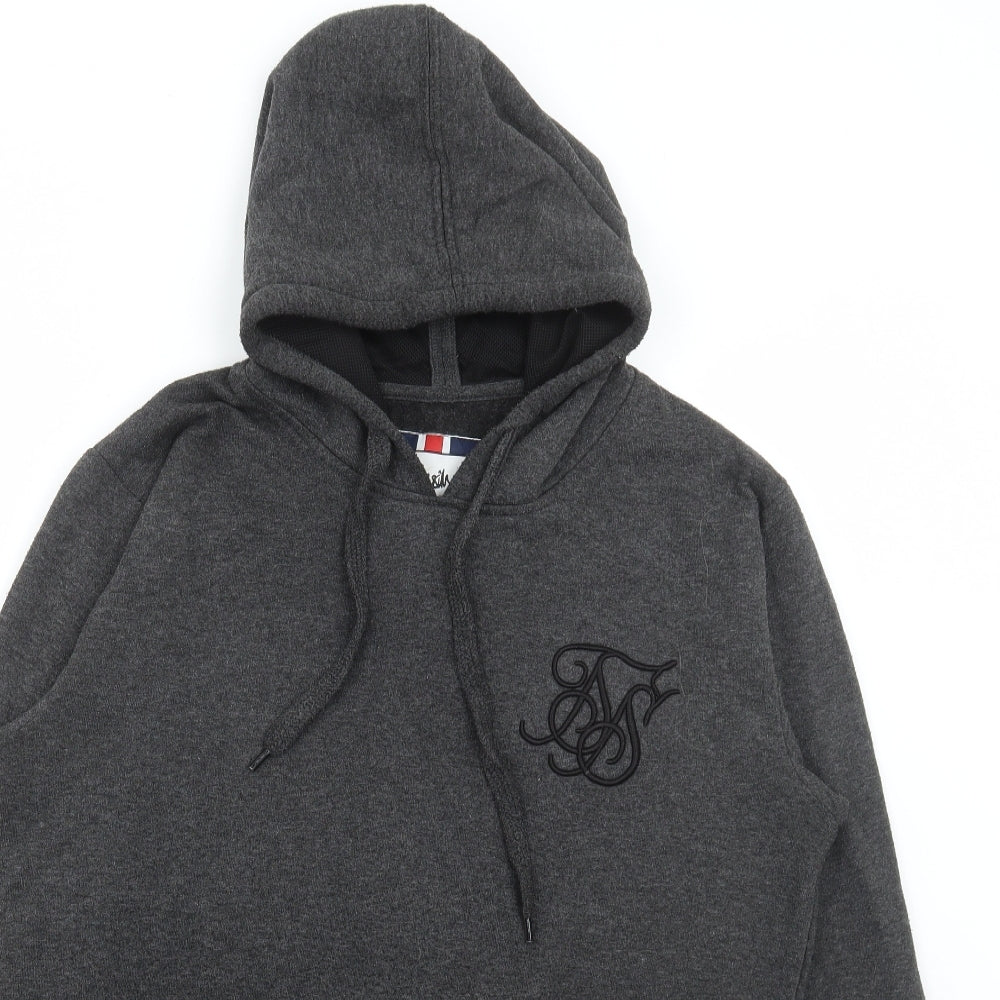 SikSilk Mens Grey Polyester Pullover Hoodie Size M