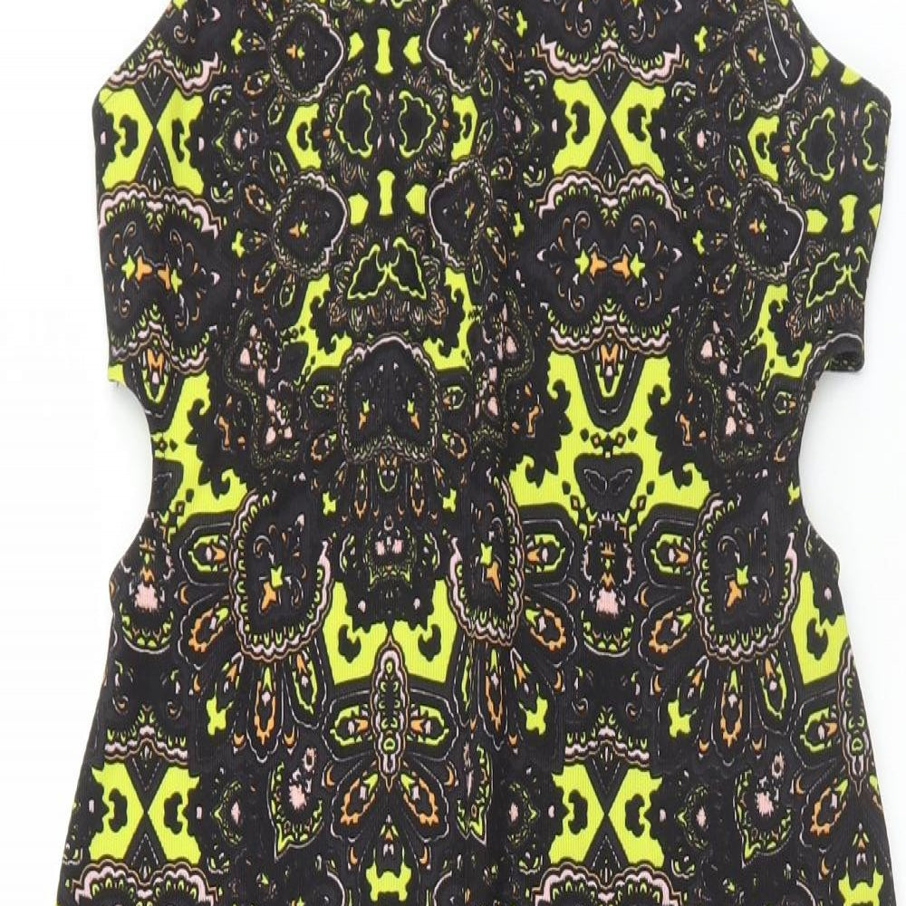 Topshop Womens Multicoloured Geometric Polyester Bodycon Size 12 Round Neck Pullover