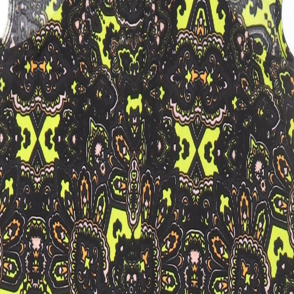 Topshop Womens Multicoloured Geometric Polyester Bodycon Size 12 Round Neck Pullover