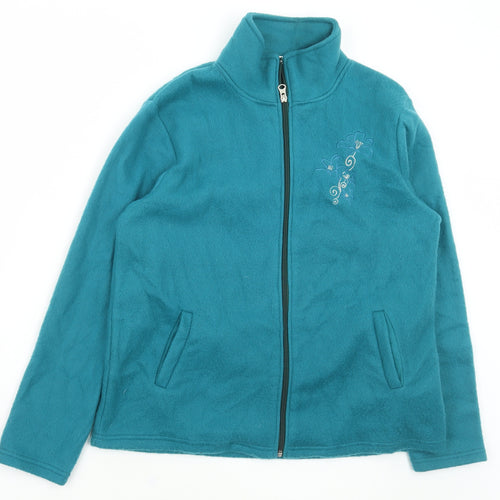 Anne De Lacey Womens Blue Floral Jacket Size S Zip
