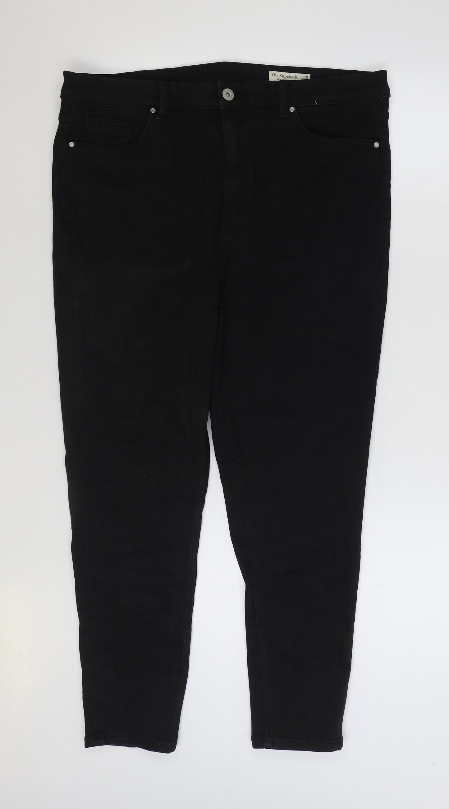 Marks and Spencer Womens Black Cotton Skinny Jeans Size 18 L26 in Regular Zip