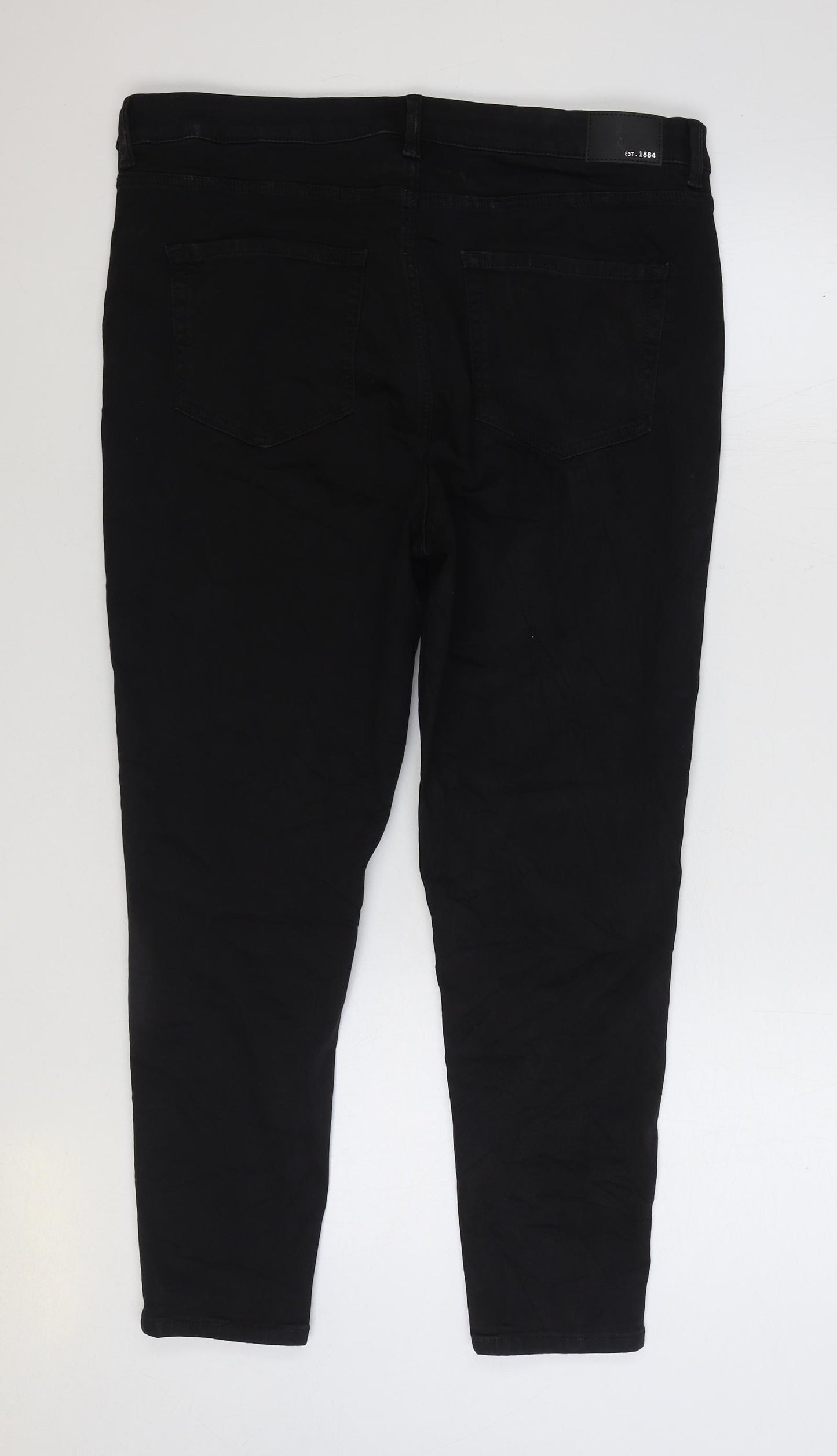Marks and Spencer Womens Black Cotton Skinny Jeans Size 18 L26 in Regular Zip