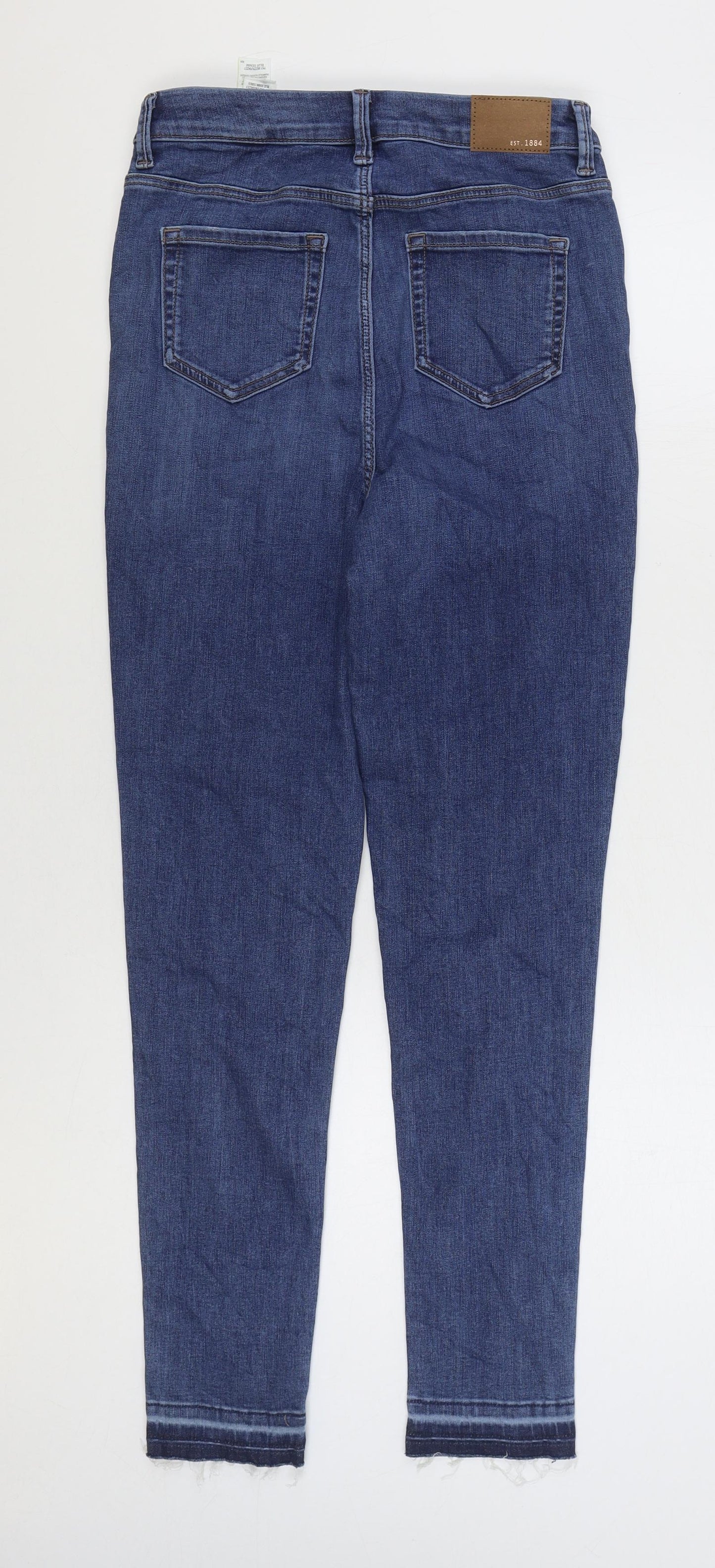Marks and Spencer Womens Blue Cotton Skinny Jeans Size 10 L28 in Regular Zip