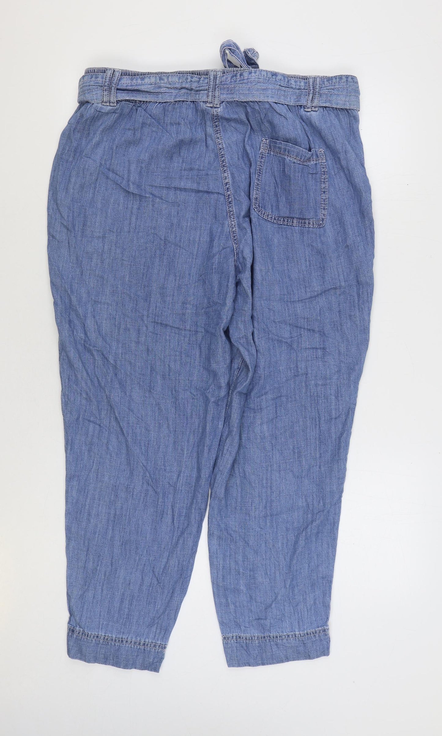 Per Una Womens Blue 100% Cotton Tapered Jeans Size 18 L28 in Regular Zip