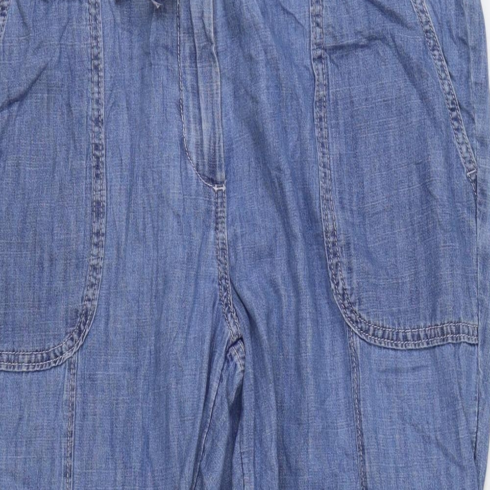 Per Una Womens Blue 100% Cotton Tapered Jeans Size 18 L28 in Regular Zip