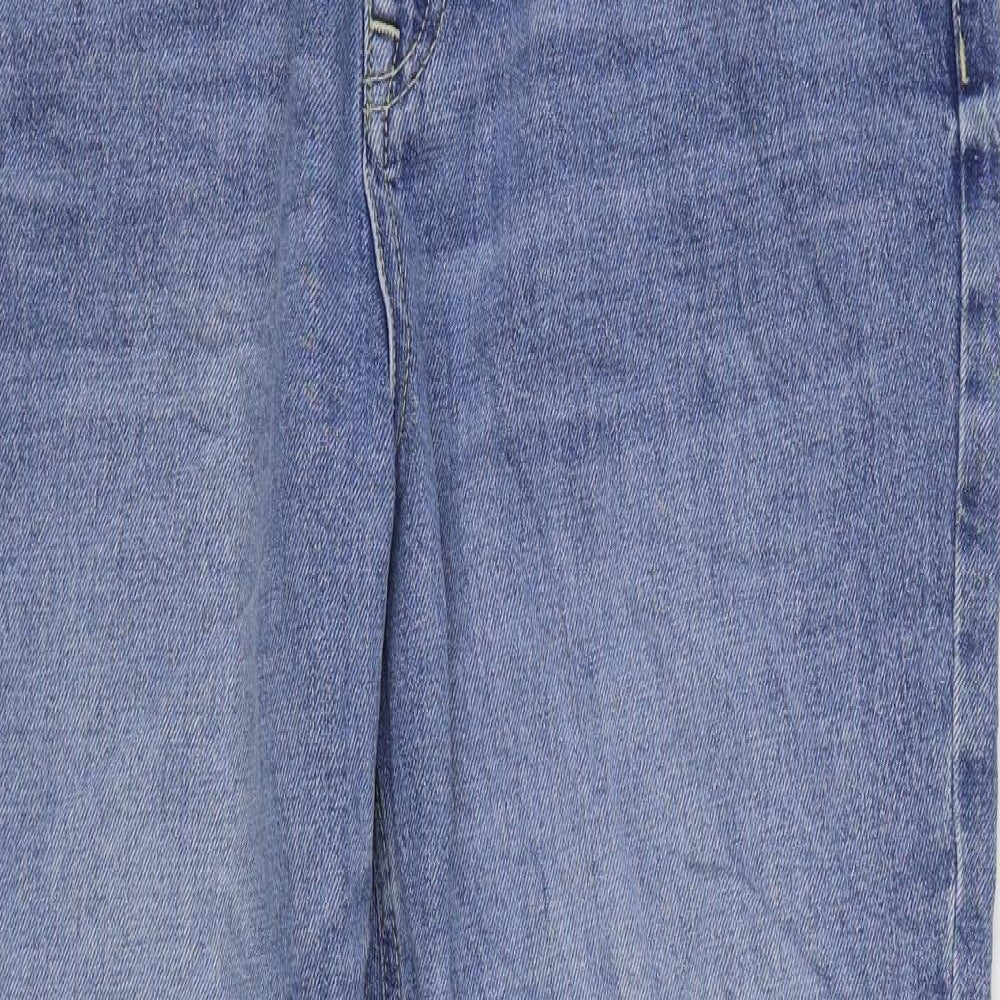 Marks and Spencer Womens Blue Cotton Straight Jeans Size 14 L29 in Regular Zip