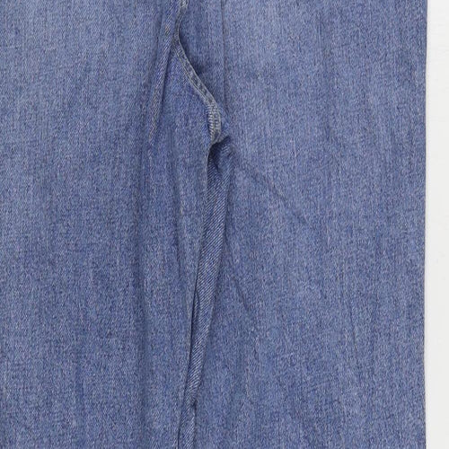 Marks and Spencer Womens Blue Cotton Straight Jeans Size 14 L29 in Regular Zip