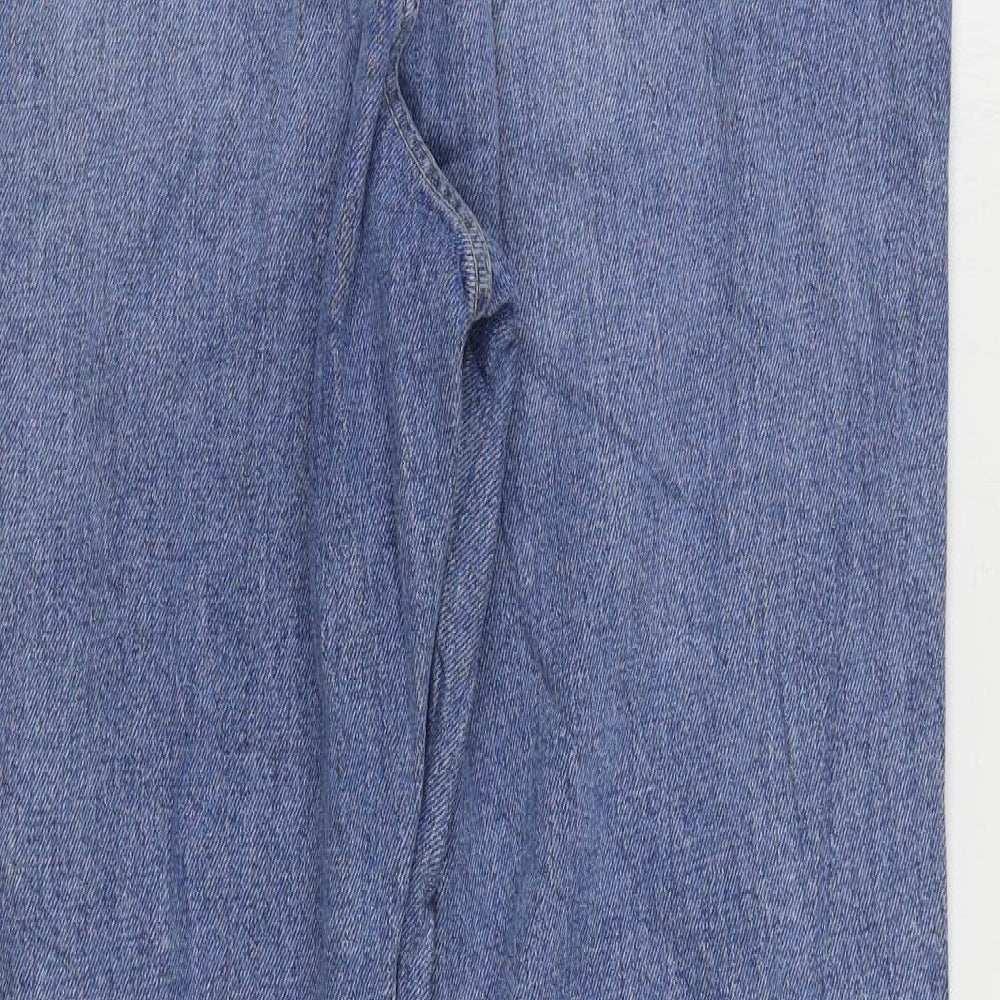 Marks and Spencer Womens Blue Cotton Straight Jeans Size 14 L29 in Regular Zip