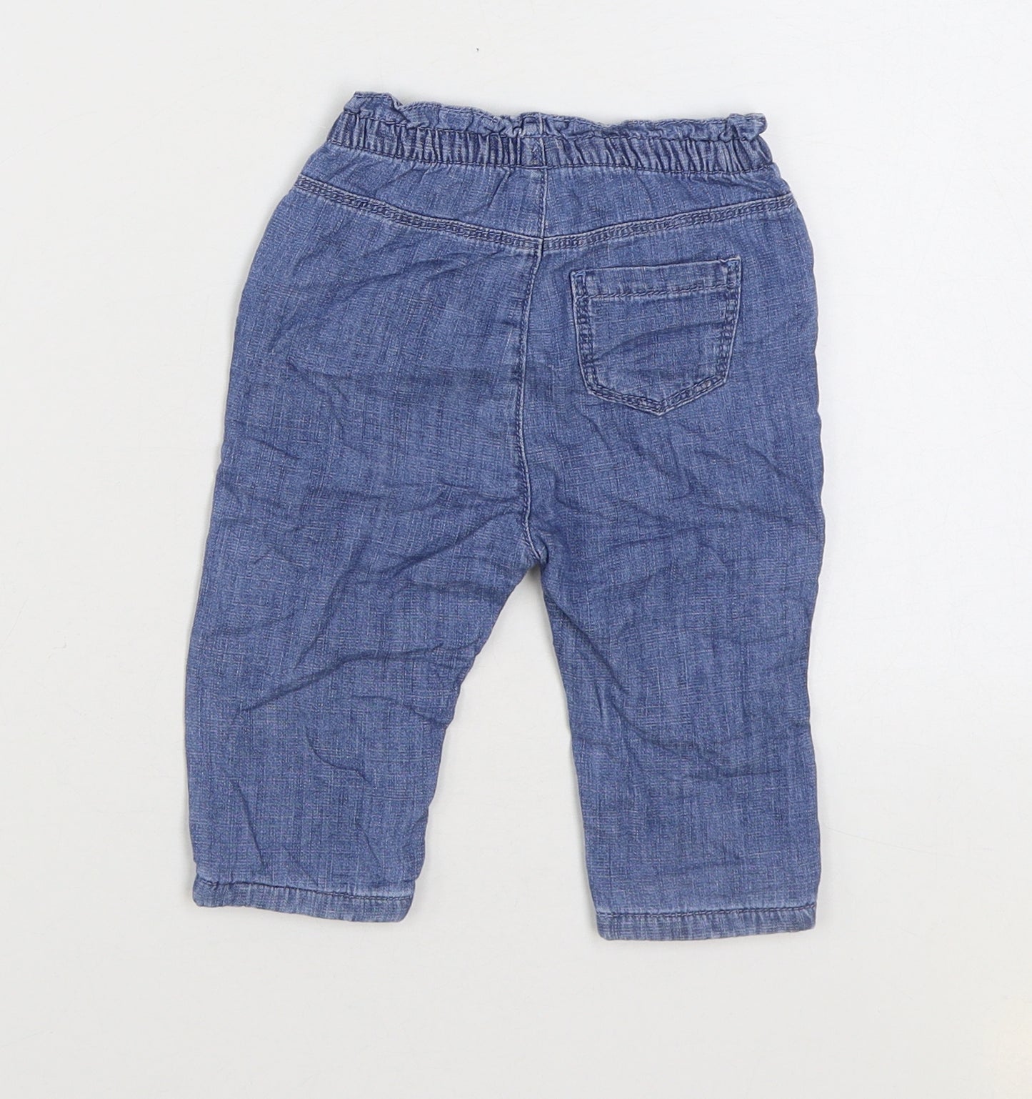 Marks and Spencer Girls Blue Cotton Jogger Jeans Size 9-12 Months Pullover