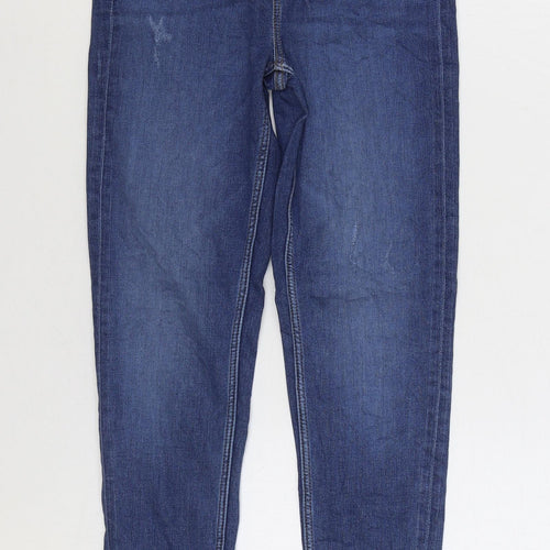 Marks and Spencer Womens Blue Cotton Skinny Jeans Size 6 L28 in Regular Zip