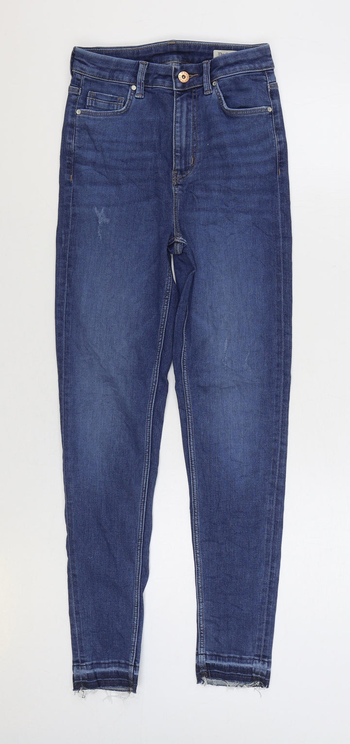 Marks and Spencer Womens Blue Cotton Skinny Jeans Size 6 L28 in Regular Zip