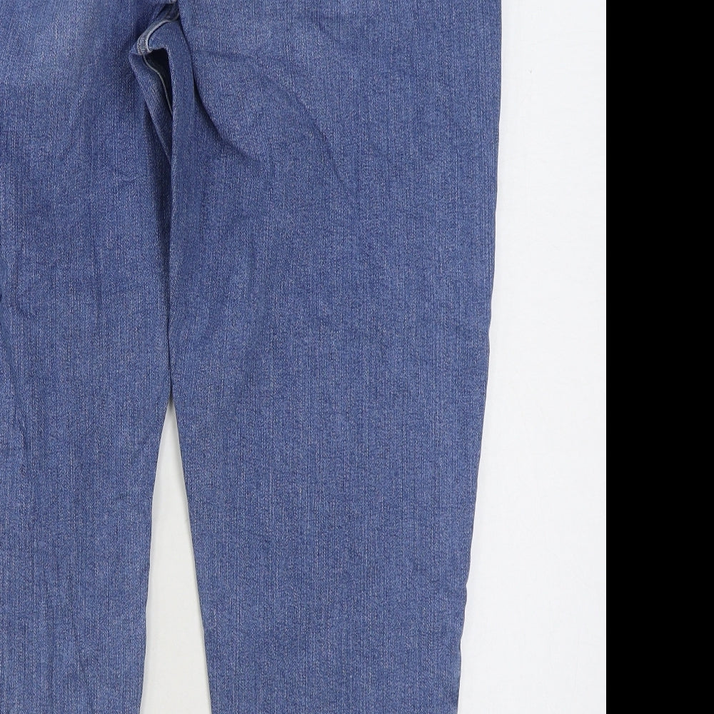 Marks and Spencer Womens Blue Cotton Mom Jeans Size 18 L27 in Regular Zip