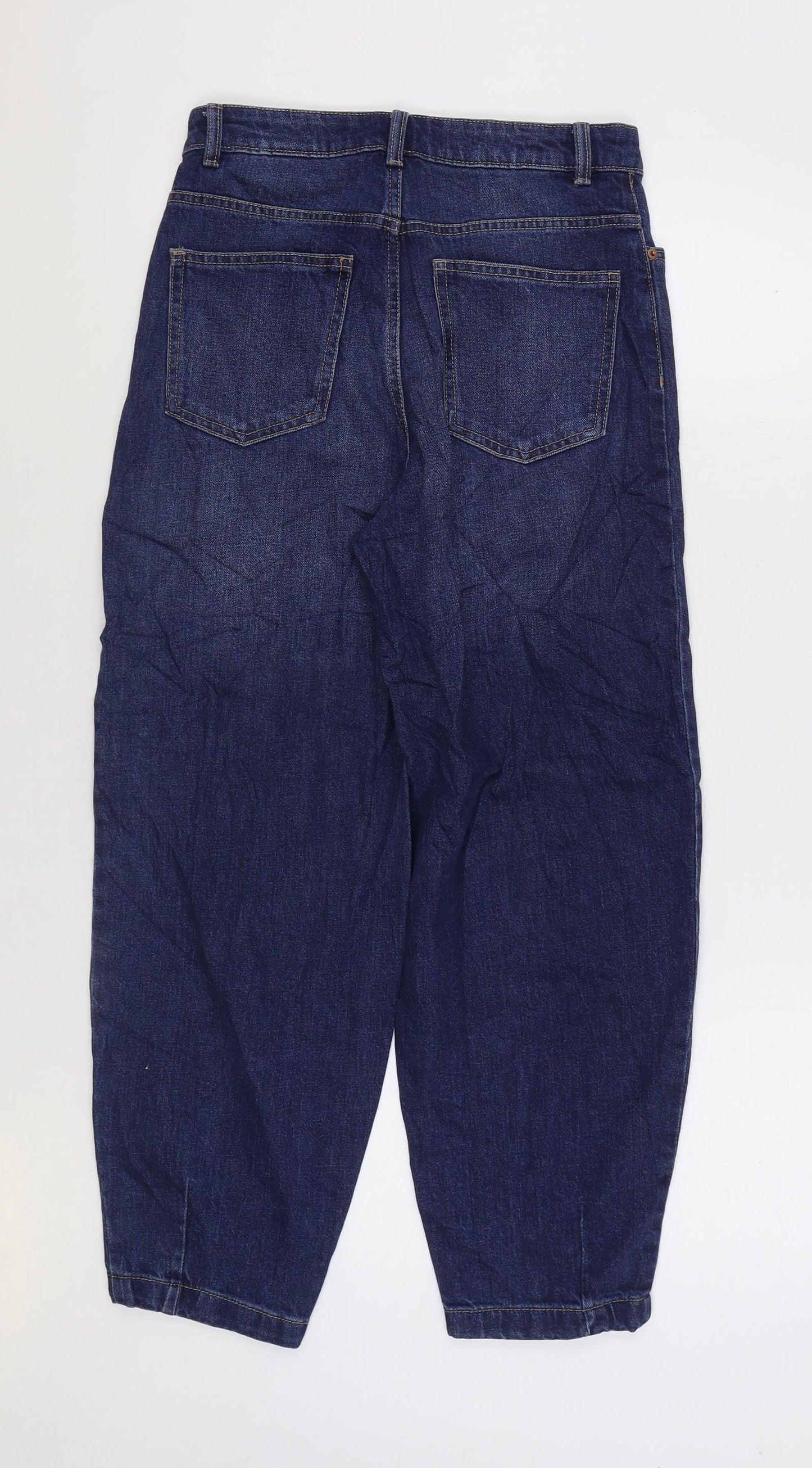 Marks and Spencer Womens Blue Cotton Straight Jeans Size 8 L27 in Regular Zip